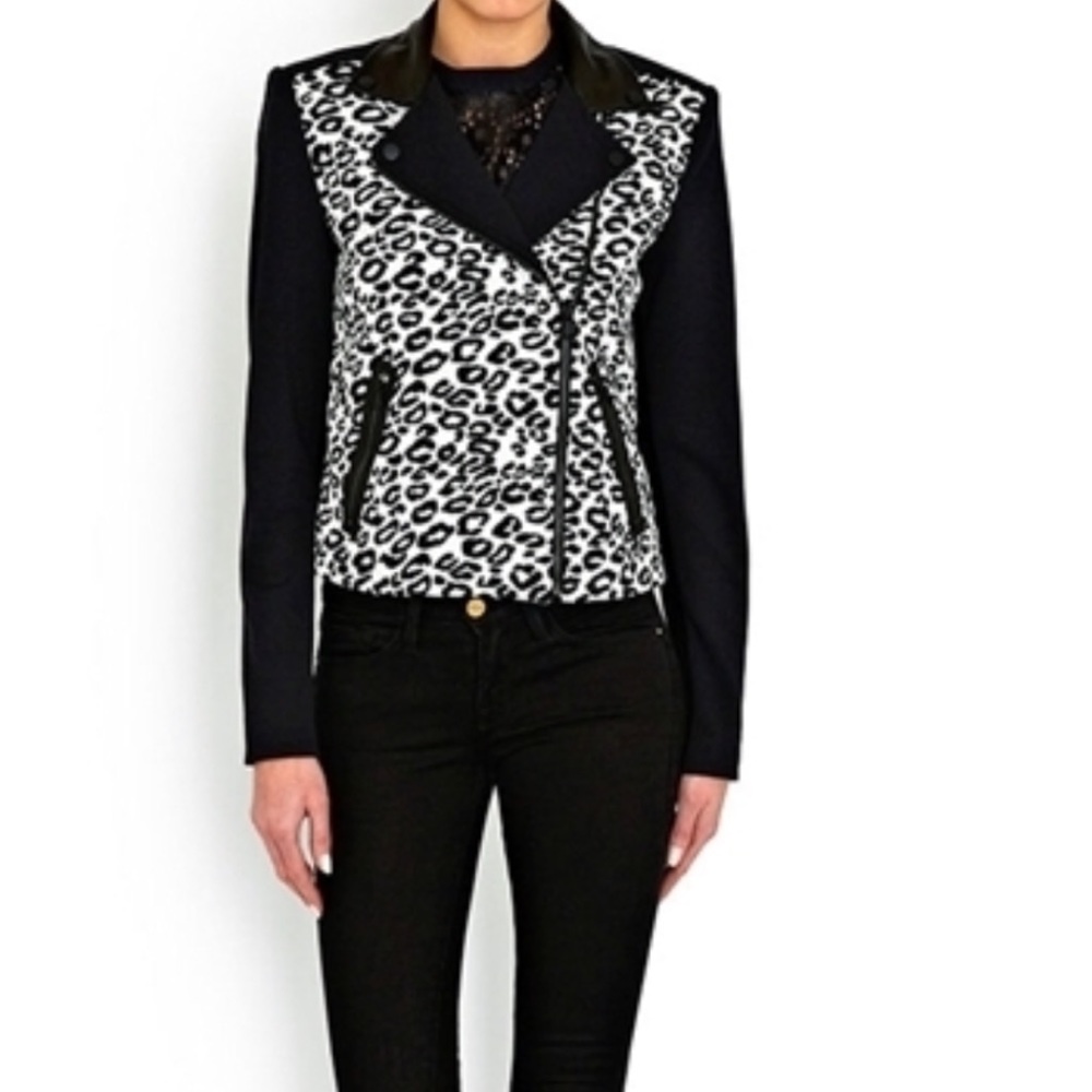 NWT Rebecca Taylor leopard print Moto jacket - Picture 2 of 5